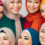 Sekelompok gadis berjilbab mengenakan pakaian warna warni melambangkan keberagaman cara manusia mengekspresikan kesalehan dan identitasnya