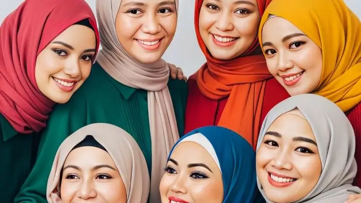 Jilbab kesalehan dan persepsi moral  Bitchology Sekelompok gadis berjilbab mengenakan pakaian warna warni melambangkan keberagaman cara manusia mengekspresikan kesalehan dan identitasnya