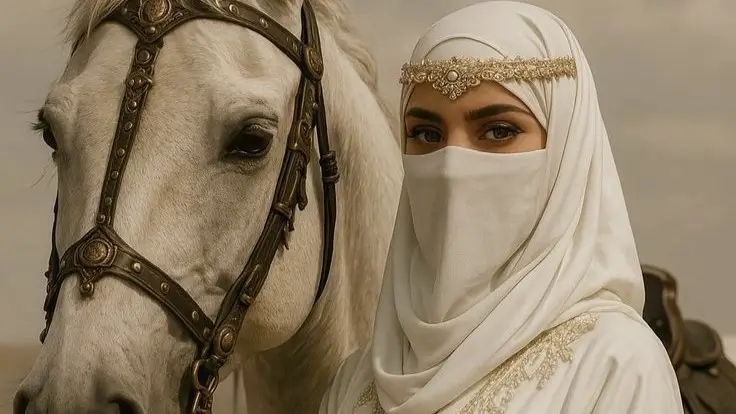 Jilbab sebagai Produk Budaya  Bitchology Seorang gadis berjilbab berdiri di samping seekor kuda melambangkan perpaduan antara budaya kesederhanaan dan kekuatan batin